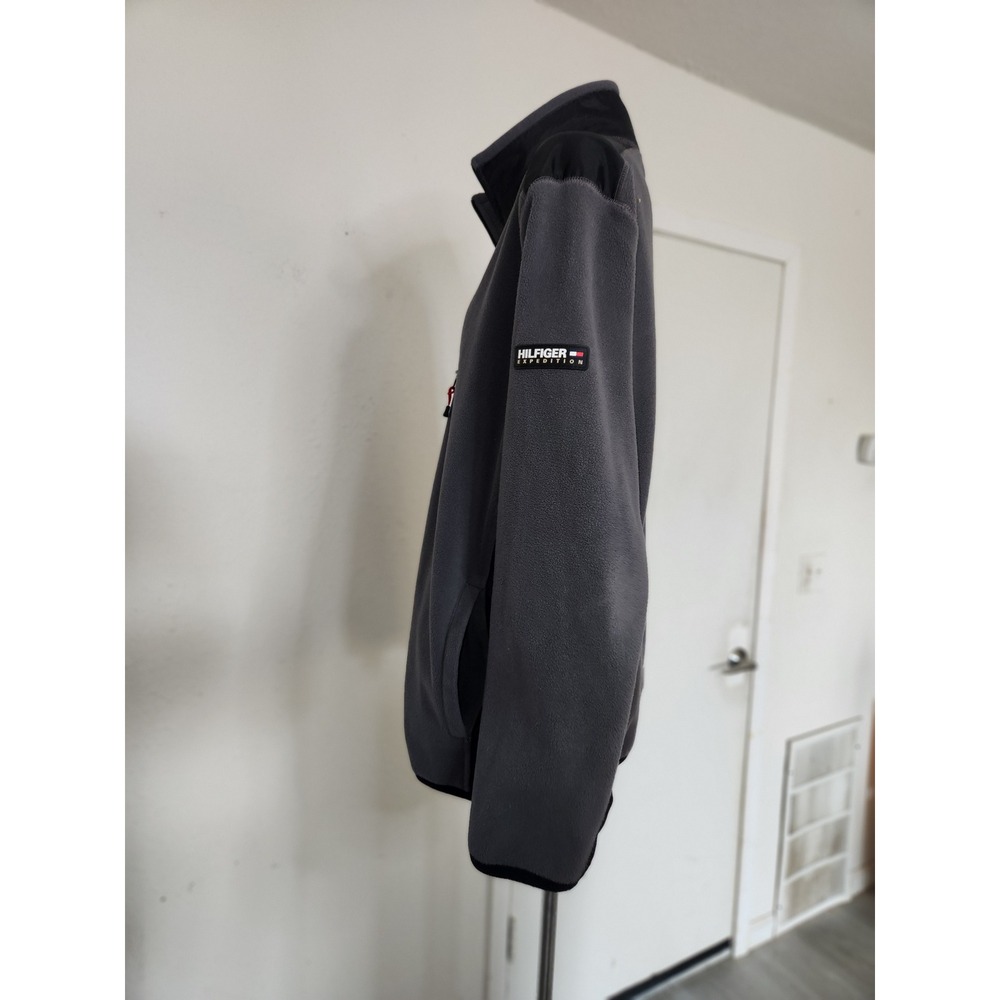 Tommy Hilfiger Expedition Mens XL Gray Black Full Zip Fleece Jacket Outdoor - Picture 3 of 9